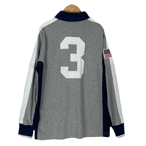 POLO RALPH LAUREN Polo Kids 7 Red Big Pony US Flag Rugby Long Sleeve Excellent - Picture 2 of 12
